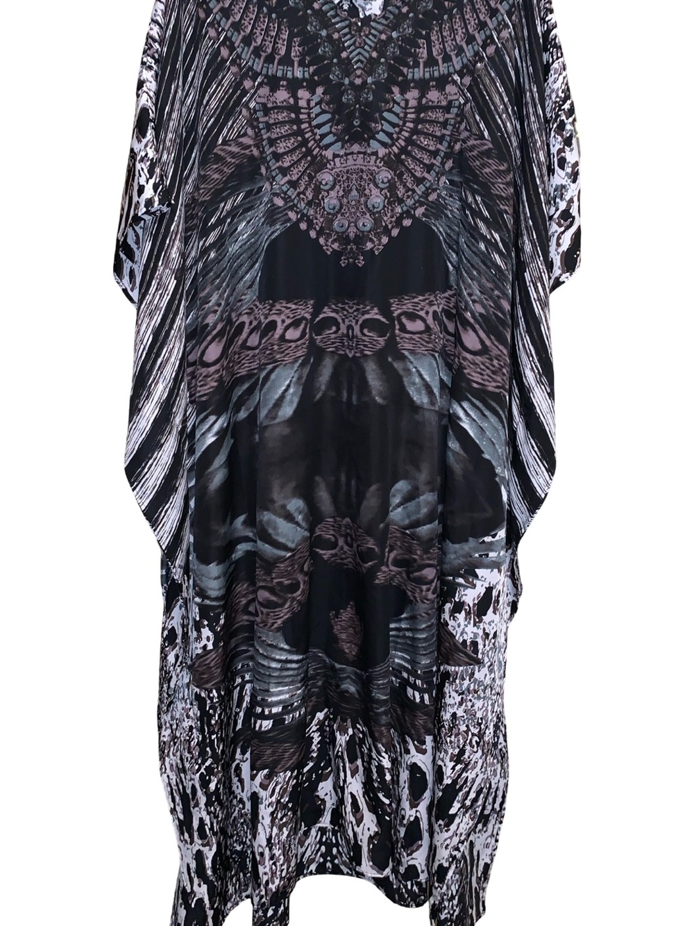Goddess by Winlar Black & Gray Caftan One Size Fits Most